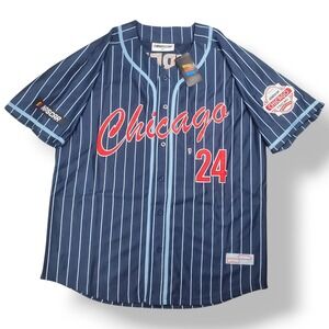 NASCAR Jersey Men XL Chicago Street Race 2024 Baseball Pinstripe Sewn On Patches